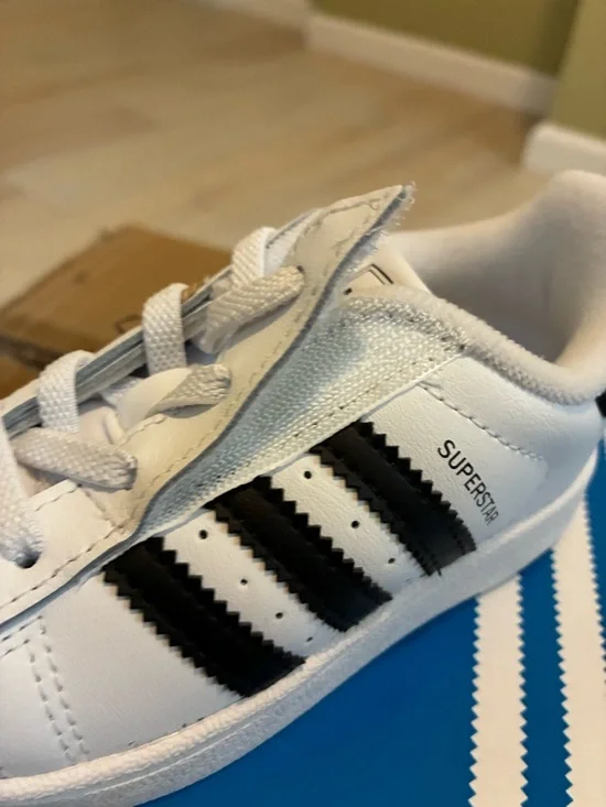 Adidas Kids' White & Black Superstar Sneakers with Side Strap - Picture 5 of 10
